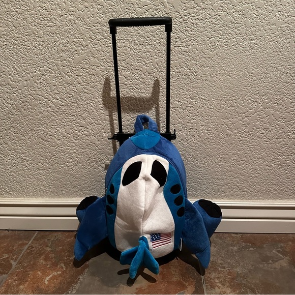 Popatu Blue Airplane Jet Rolling Backpack - Picture 4 of 15